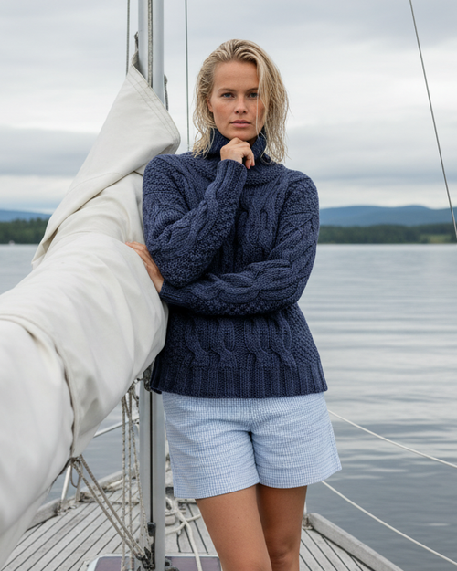 Pia Cable Lace Roll Neck — PDF Knitting Pattern #168