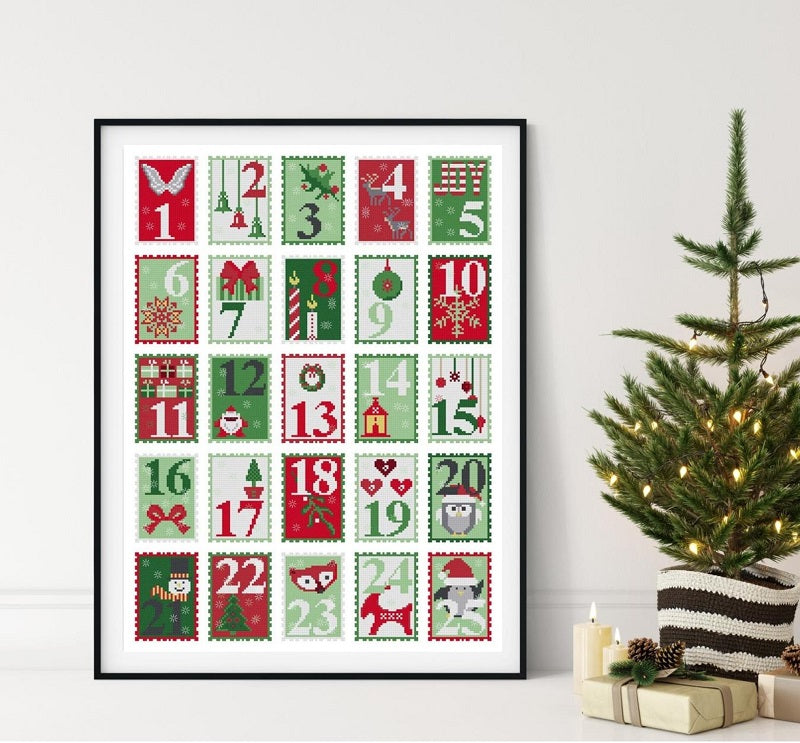 ADVENT CALENDAR cross stitch pattern on 14ct aida by Anette Eriksson