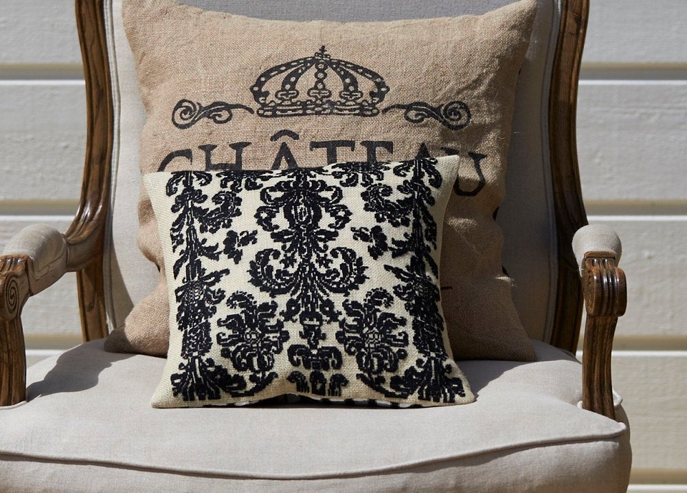 Needlepoint kit, BAROQUE, cross stitch,black,embroidery kit,needlepoint,swedish,embroidery,french country,anette eriksson,pillow - Anette Eriksson Design