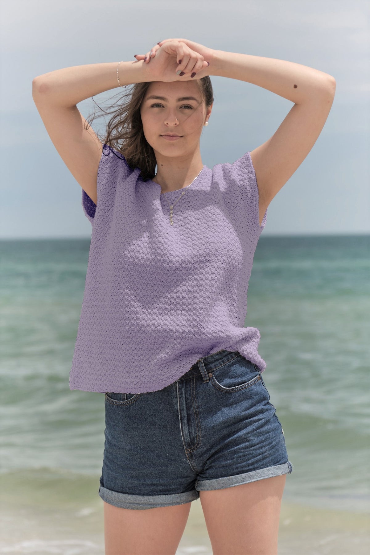 T-SHIRT - knitting pattern #132, ecru