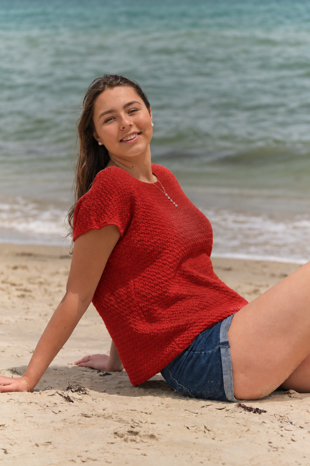 EMBLA - Knitted T-shirt #132, pink