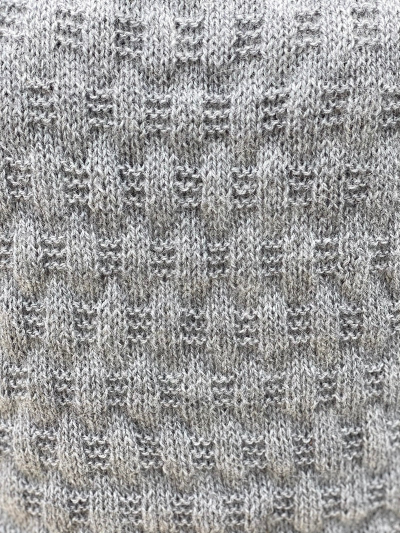 Close-up of the bubble stitch texture on the Bubble Vest #169