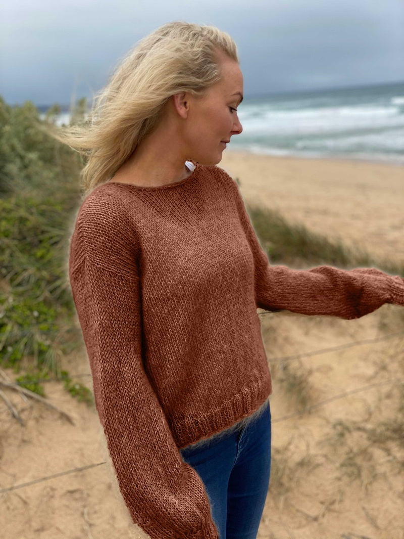 FEEL GOOD SWEATER - knitting pattern #183, mocca mousse