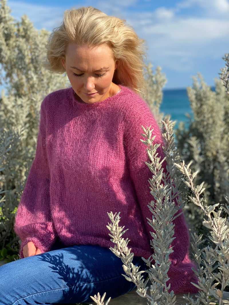 FEEL GOOD SWEATER - knitting pattern #183, magenta