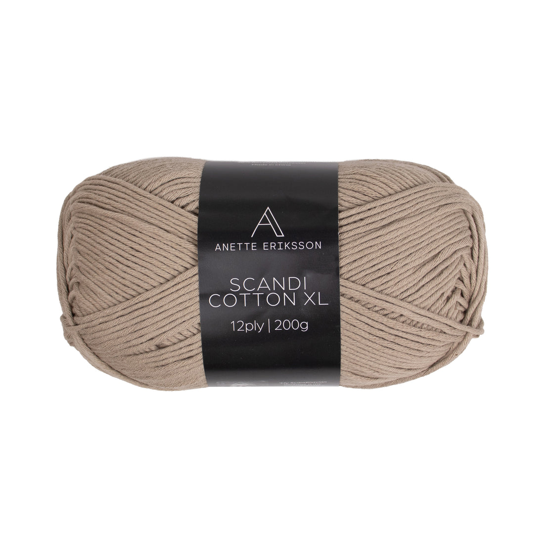 A ball of Scandi Cotton XL yarn in linen, the yarn the Tora Loose Sweater #141 is written for