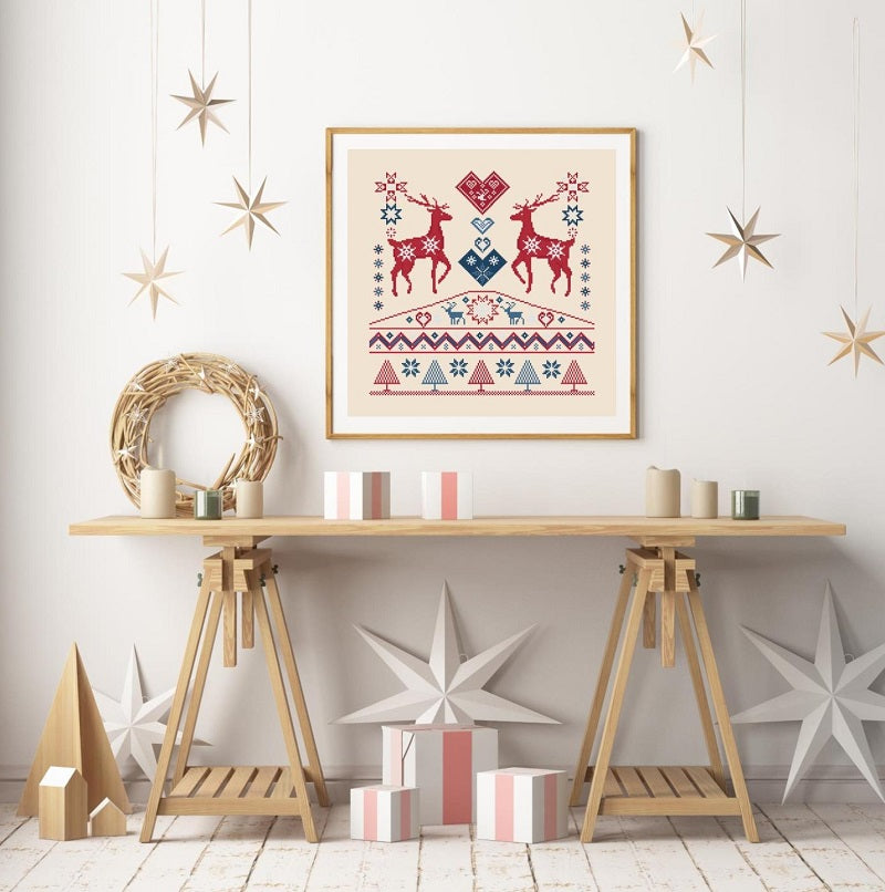FAIRISLE STAGS - cross stitch pattern - Anette Eriksson Design