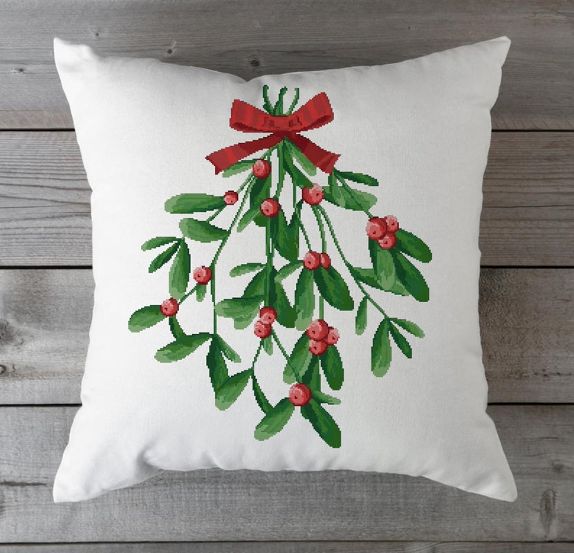 lingonberry- cross stitch pattern, throw