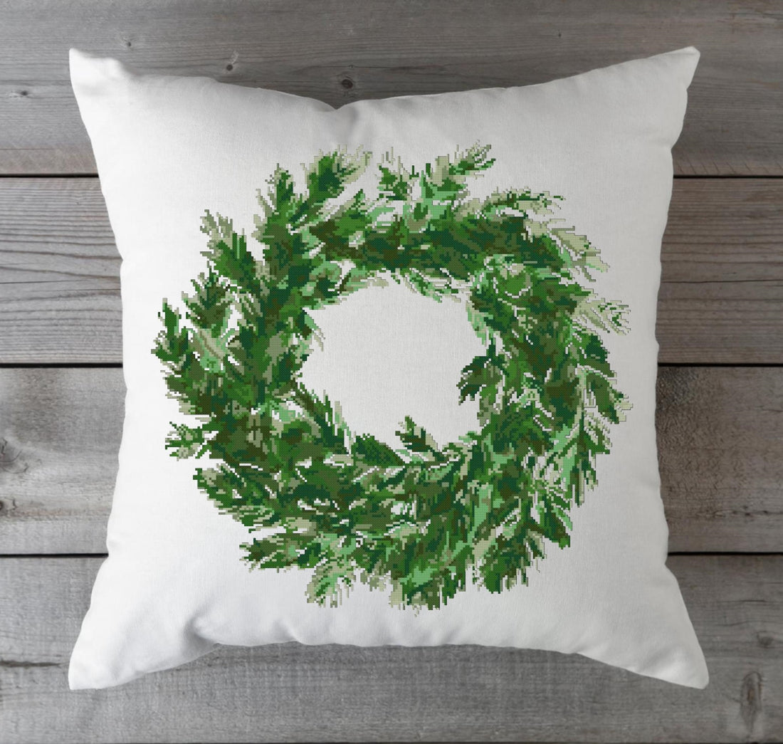pine wreath cushion