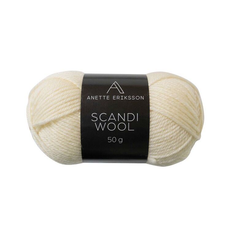 A ball of Anette Eriksson Scandi Wool yarn in Ecru, an off-white wool blend