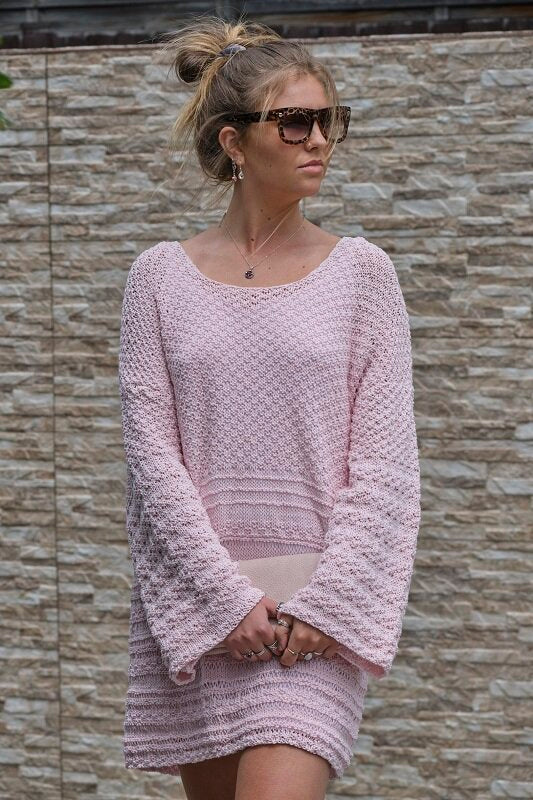 JUMPER DRESS - knitting pattern #136, magenta