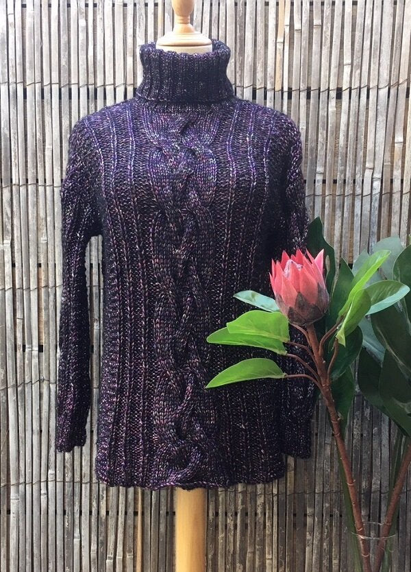 Knitting pattern, CABLE ROLL NECK, frost,#150