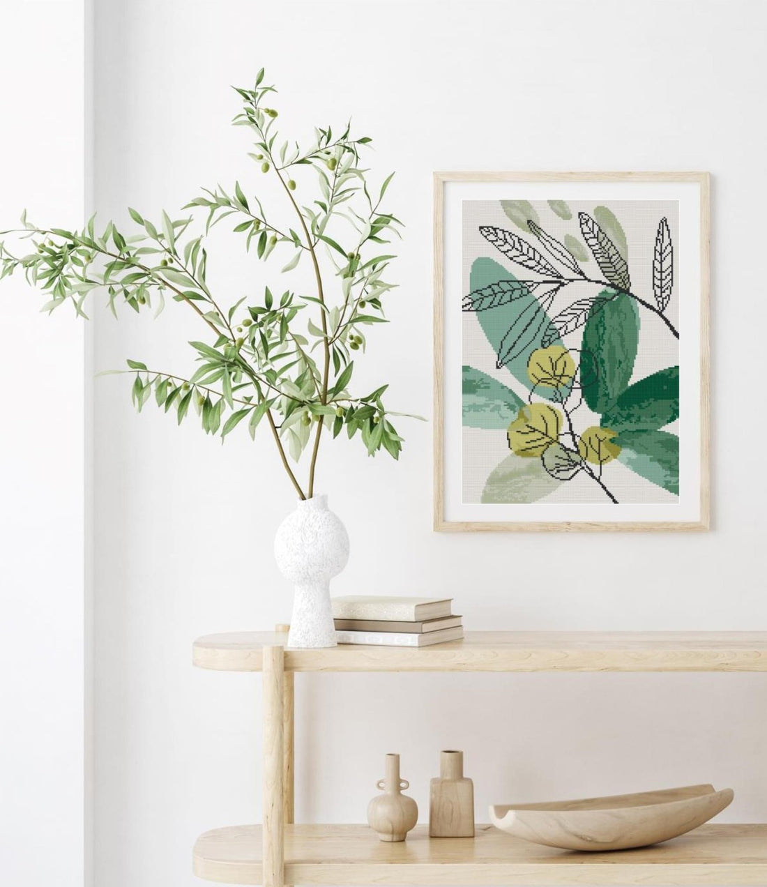abstract botanical cross stitch pattern