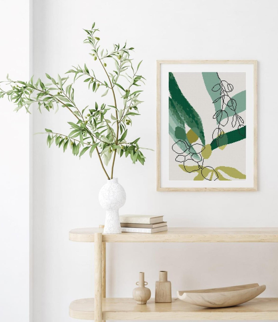 abstract botanical cross stitch kit