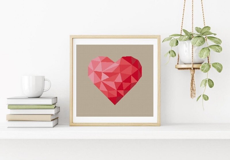 GEO HEART - cross stitch pattern - Anette Eriksson Design